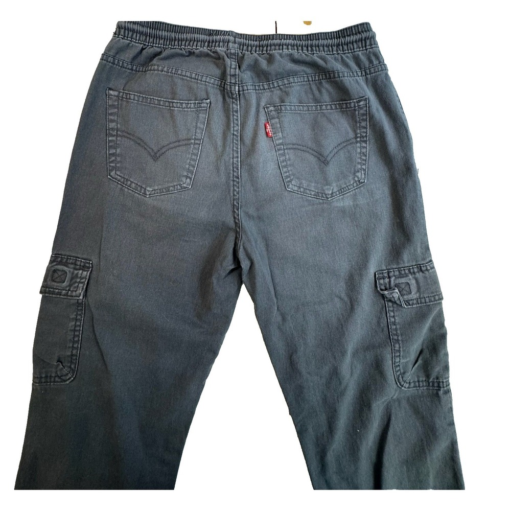 Levis Cargo Jogger Pants Charcoal Size L Youth Boy‎ Elastic Waist - Picture 2 of 8